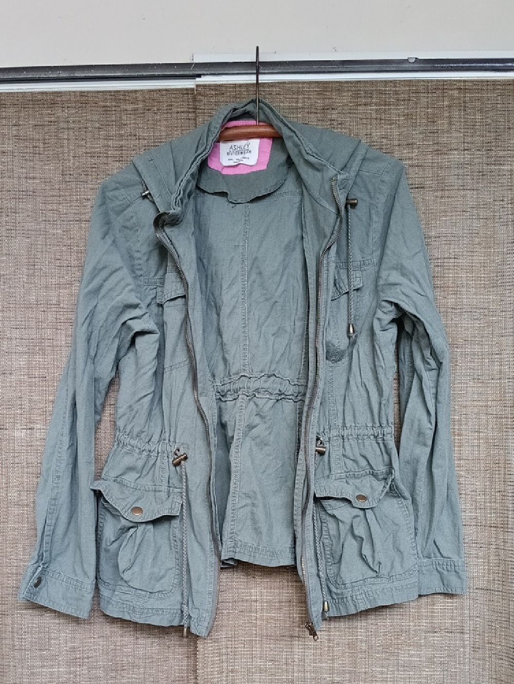 Ashley Stewart Sage Green Utility Jacket with Hood
